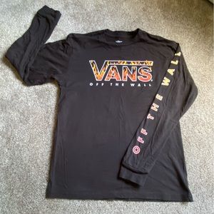 Boys Vans off the wall extra large long sleeve black flame logo T-shirt